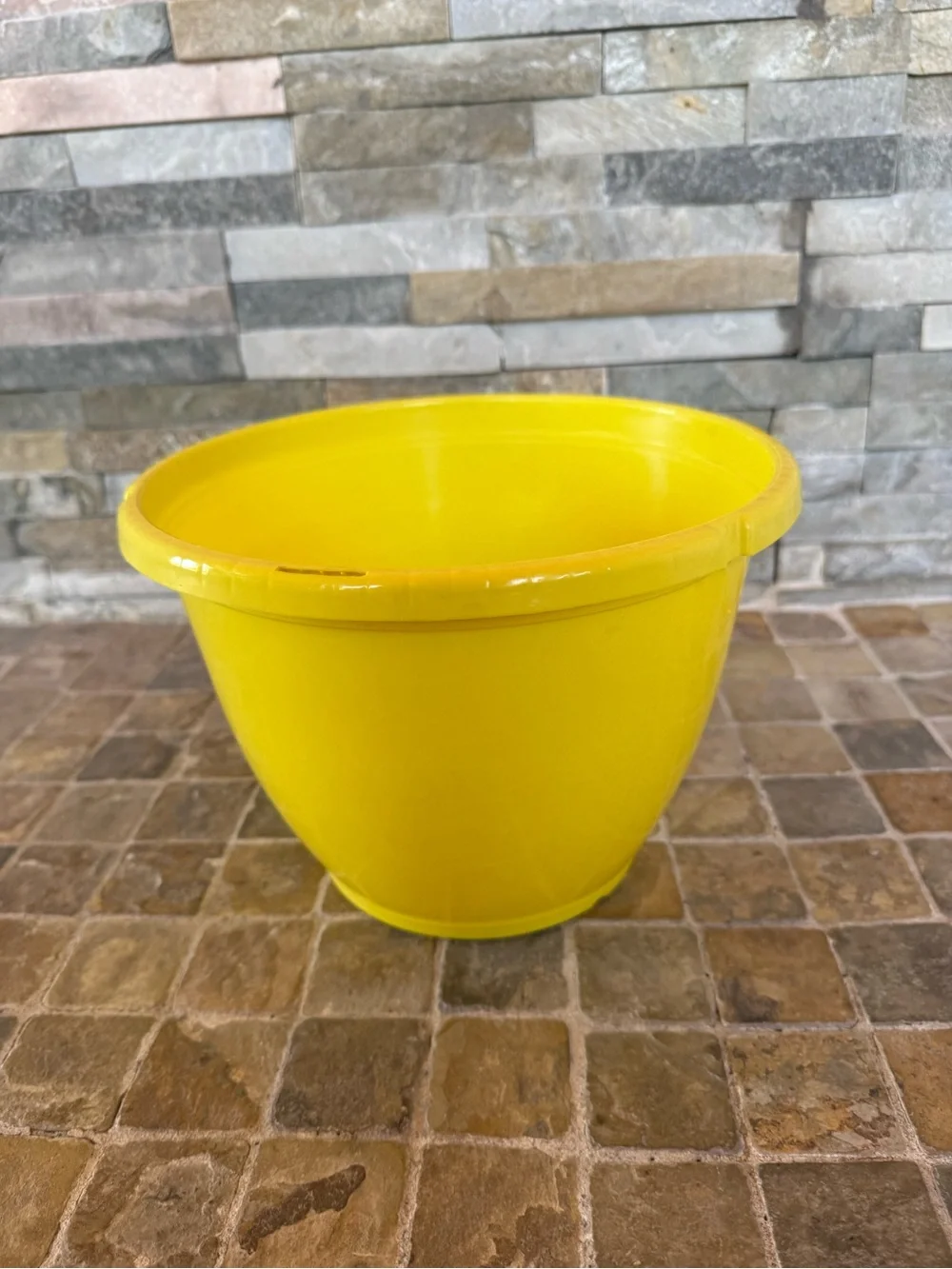 2 Hanging Yellow Plastic Planter/ pot